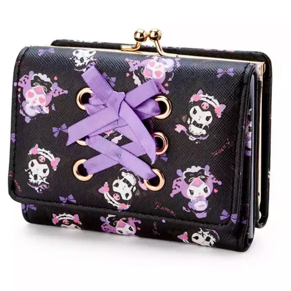 Hello Kitty Handbags - Black and purple kuromi bifold corset style wallet